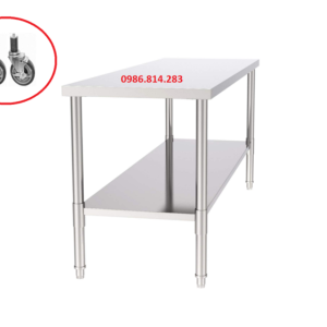 bàn bếp có bánh xe làm bằng inox 304