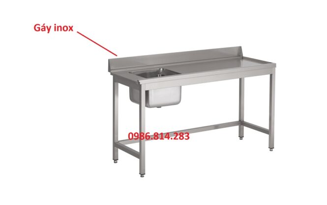 bàn bếp có gáy inox 1 chậu rửa