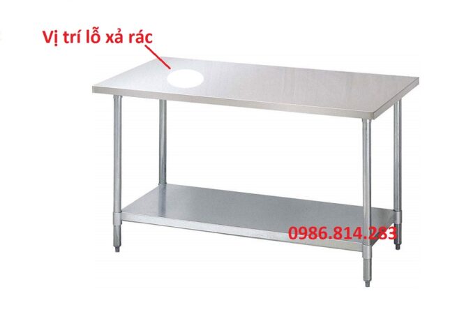 bàn bếp inox có lỗ xả rác
