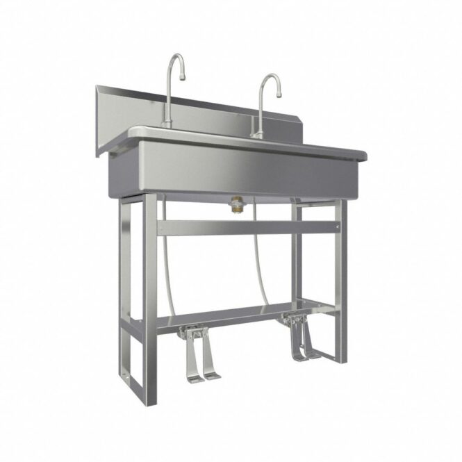 Chậu rửa đôi có van đạp chân