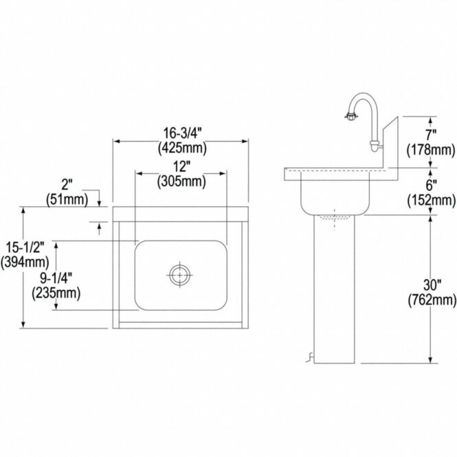bản vẽ Chậu rửa đơn có vòi đạp chân