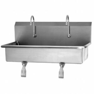 chậu rửa đôi có van nhấn gối