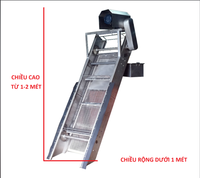 kích thước máy tách rác lược cào