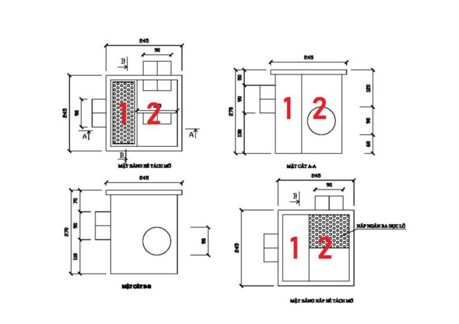 hình ảnh bể tách mỡ 2 ngăn