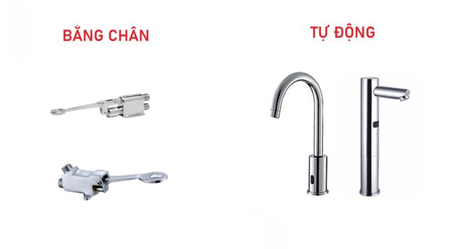 so sánh vòi nước đạp chân và vòi nước cảm biến