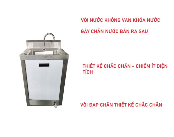 Chậu rửa tay có gắn vòi nước đạp chân 1 hố chậu