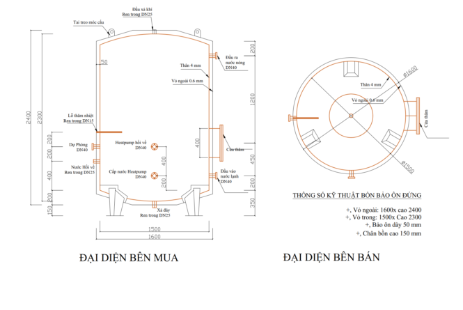 bản vẽ bồn bảo ôn inox 304