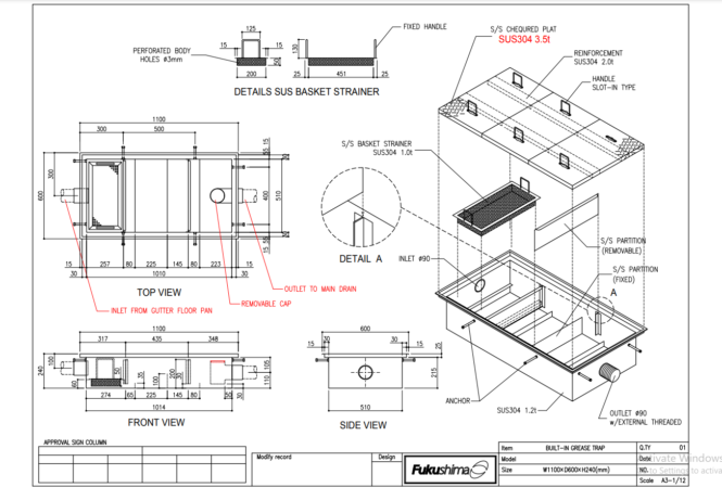 bản vẽ bể tách mỡ nhật bản