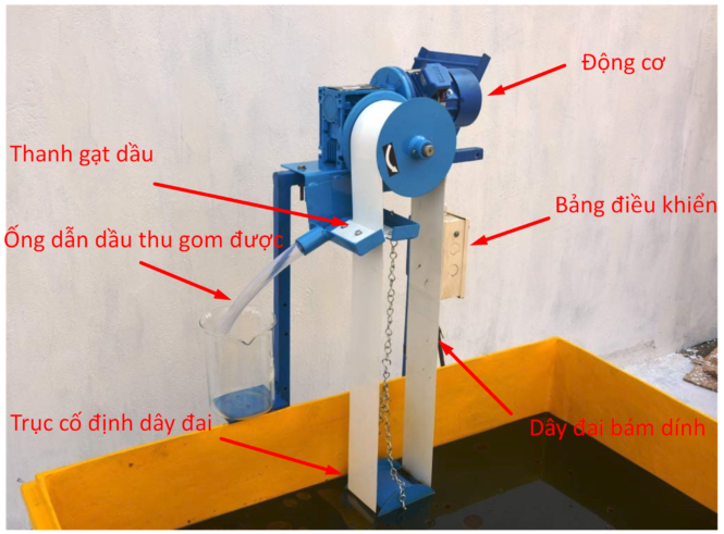cấu tạo máy vớt váng dầu dạng dây đai