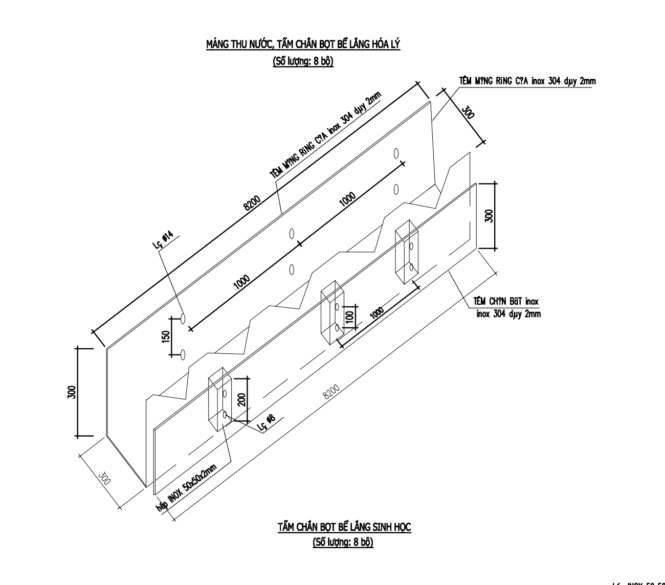 bản vẽ máng răng cưa inox 304