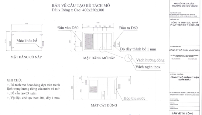 bản vẽ bể tách mỡ 24 lít đạt tiêu chuẩn vinhome