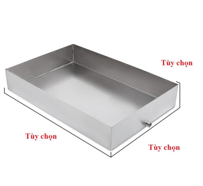 Khay inox đựng nước có ống thoát nước chờ sẵn