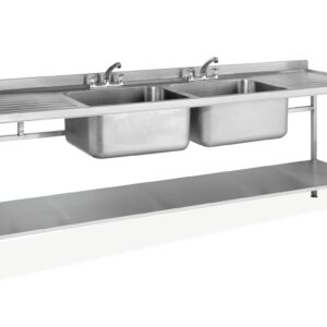 bàn bếp inox có 2 chậu rửa theo thiết kế