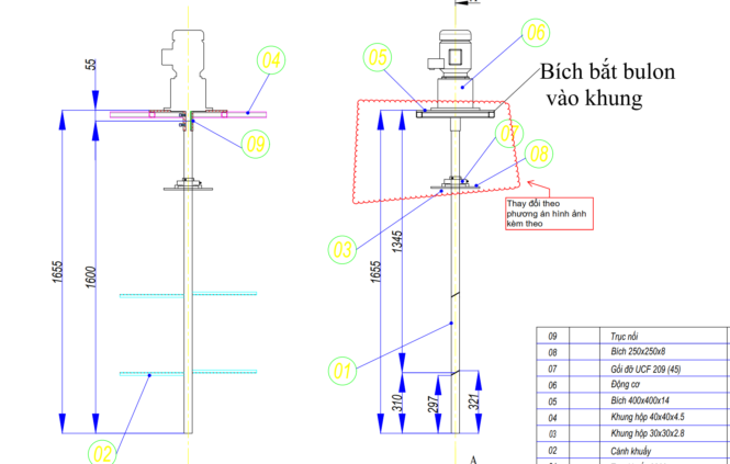 bản vẽ bộ cánh khuấy