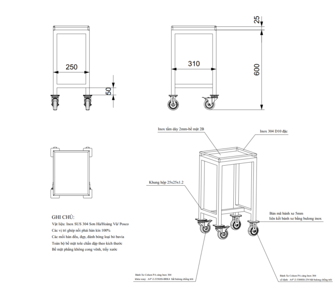 Bản vẽ giá để cân inox 304