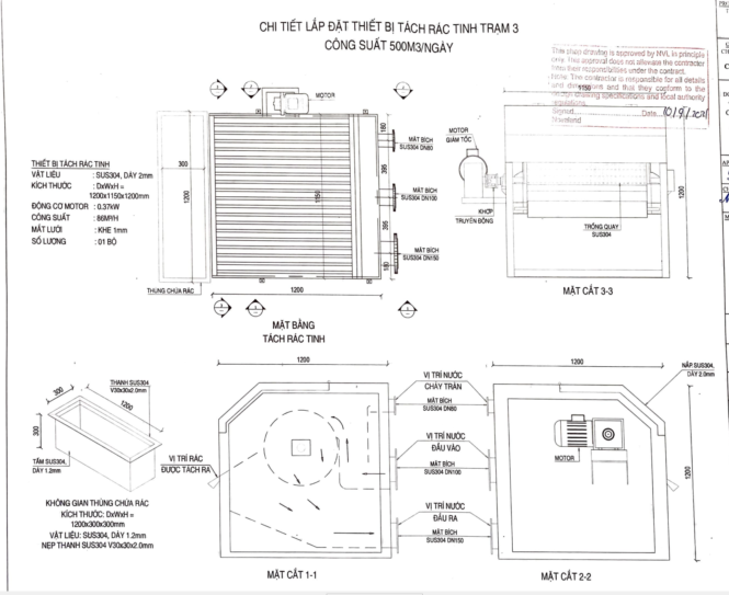 bản vẽ máy tách rác 500 mét khối/giờ
