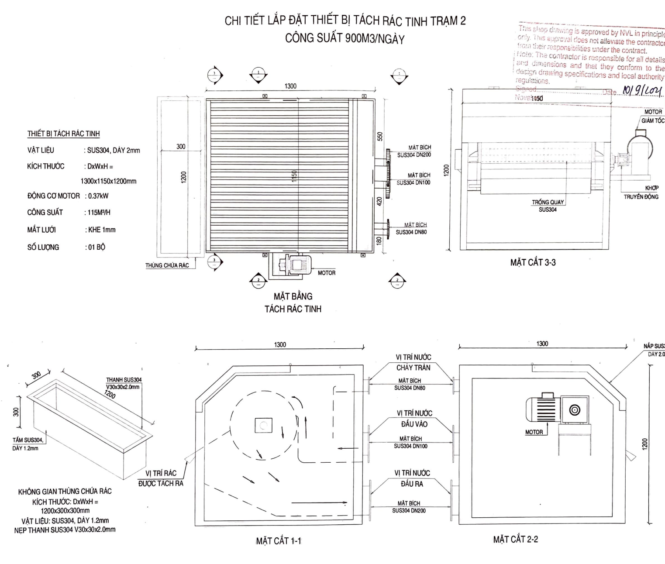 bản vẽ máy tách rác trống quay