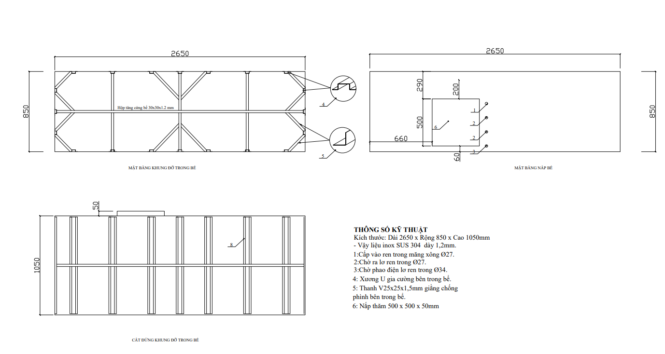 bản vẽ bể nước inox tại 23 kim giang
