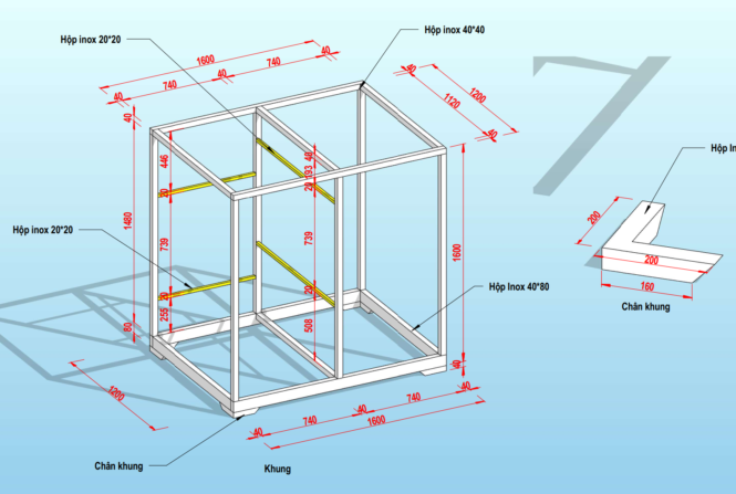 bản vẽ khung đỡ buồng than hoạt tính