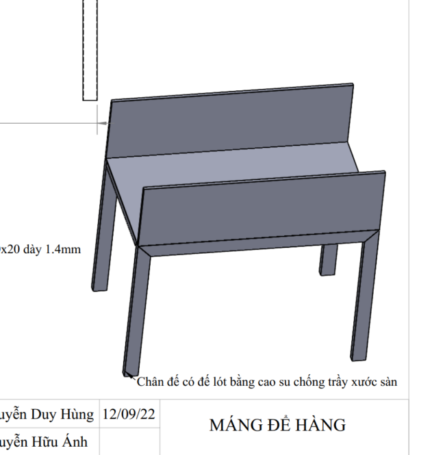 bản vẽ máng để hàng