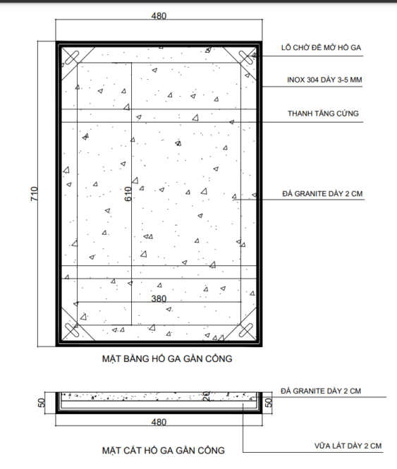 Bản vẽ nắp hố ga inox 304 