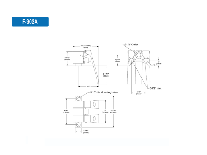 bản vẽ van nước nhấn gối F-903A