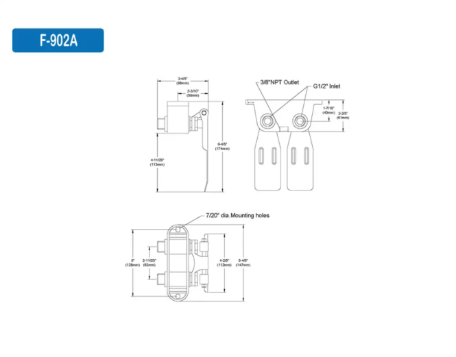 bản vẽ cấu tạo van nhấn gối F902A
