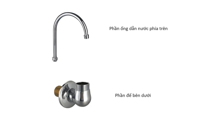 Cấu tạo vòi cổ ngỗng không van khóa gắn tường