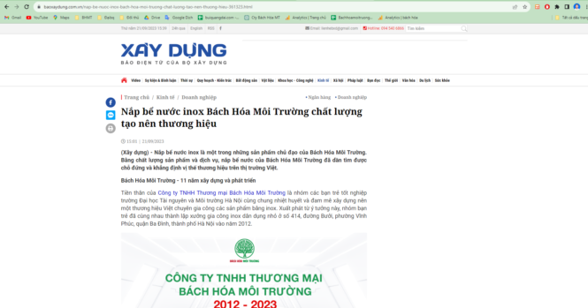 nắp bể nước trên báo xây dựng