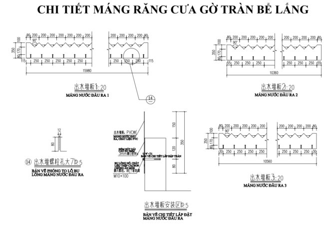 bản vẽ máng răng cưa inox