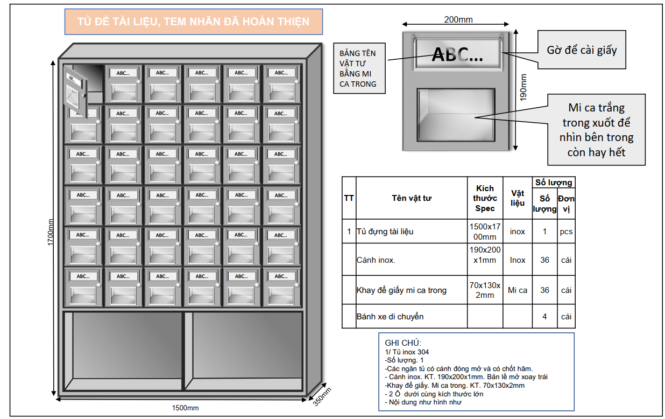 bản vẽ tủ để tài liệu bằng inox