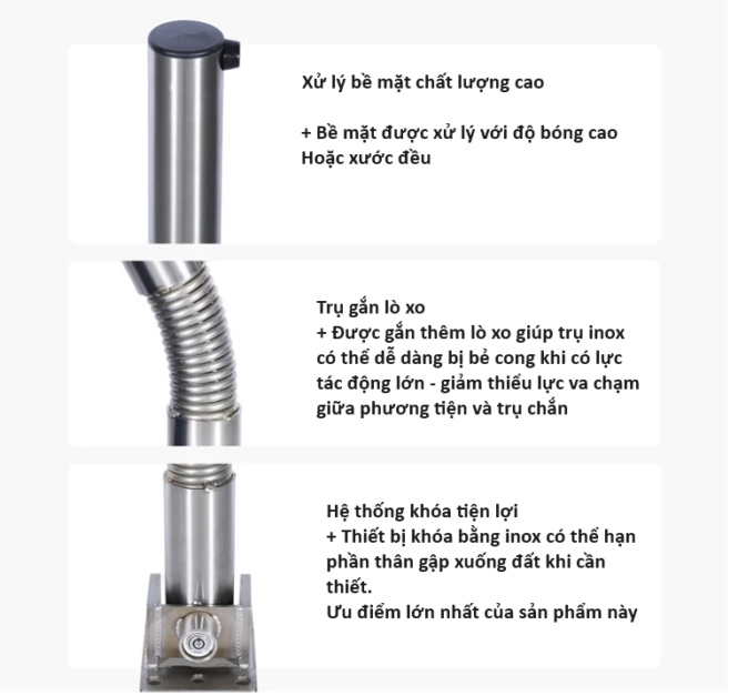 trụ chắn inox có thể gập xuống được