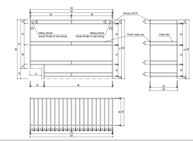 bản vẽ dùng kệ inox