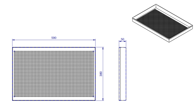 khay inox dày 1,5 mm đột lỗ 6 mm 