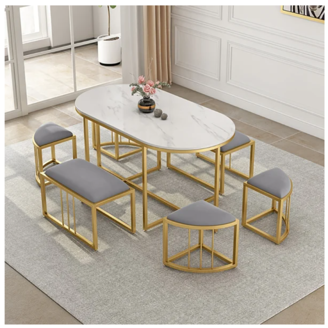 bàn ăn inox hình OVAL decor