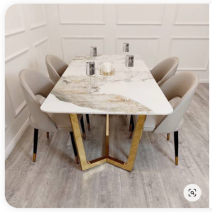 bàn ăn inox hình chữ nhật decor