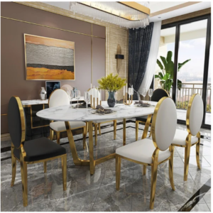 bàn ăn inox hình OVAL decor