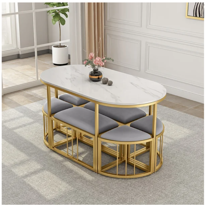 bàn ăn inox hình OVAL decor