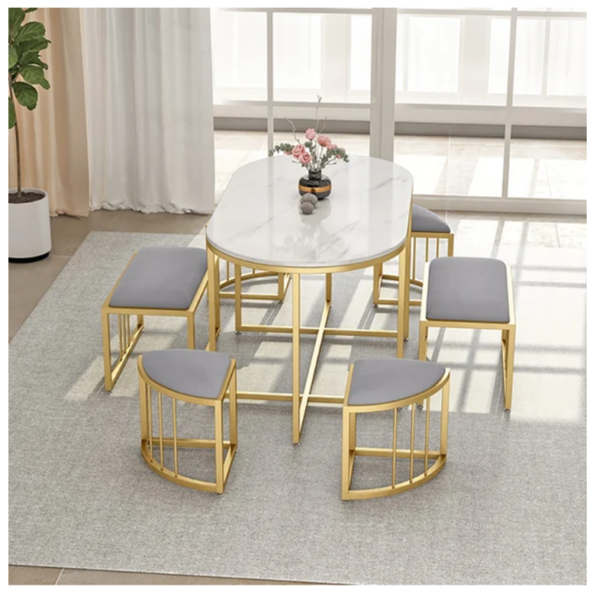 bàn ăn inox hình OVAL decor