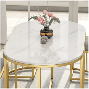 bàn ăn inox hình OVAL decor