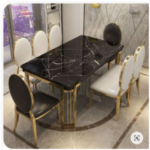 bàn ăn inox hình chữ nhật decor