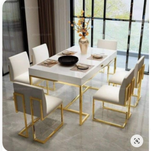 bàn ăn inox hình chữ nhật decor