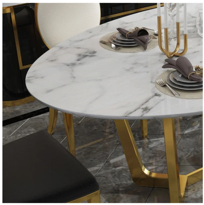 bàn ăn inox hình tròn decor