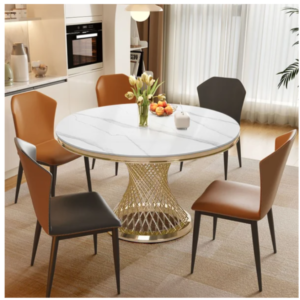 bàn ăn inox hình tròn decor