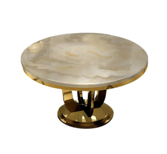 bàn ăn inox hình tròn decor