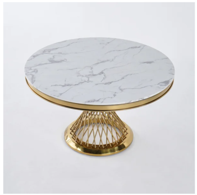 bàn ăn inox hình tròn decor