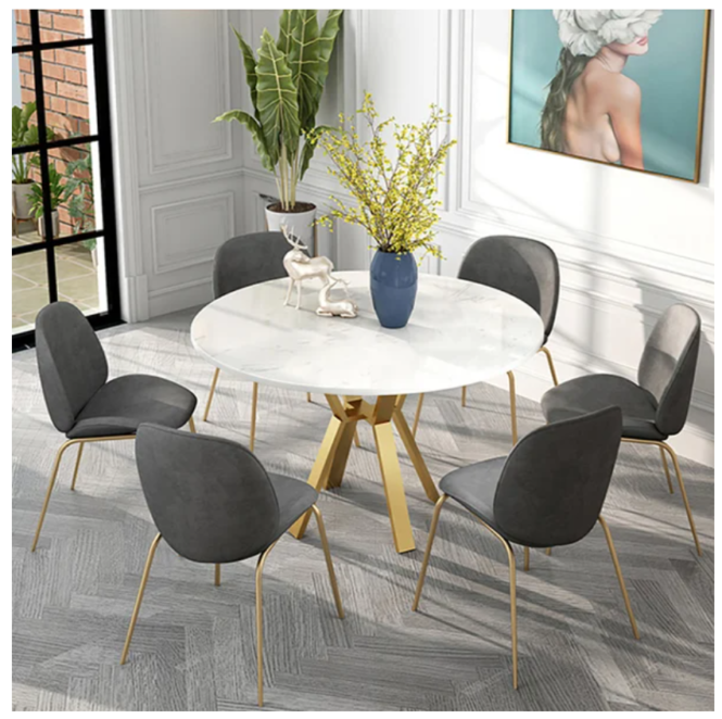 bàn ăn inox hình tròn decor