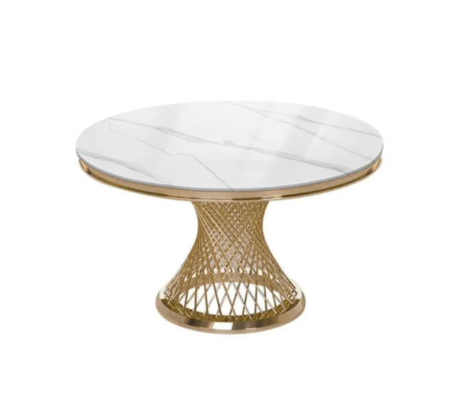 bàn ăn inox hình tròn decor