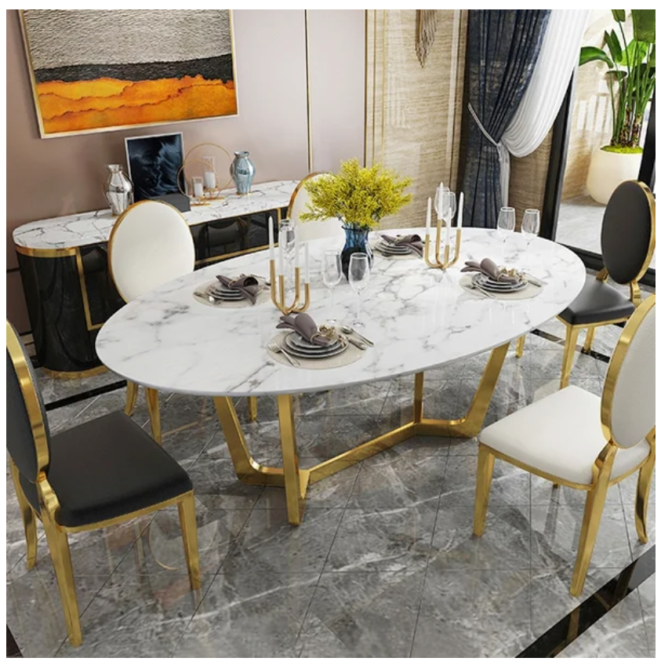 bàn ăn inox hình tròn decor