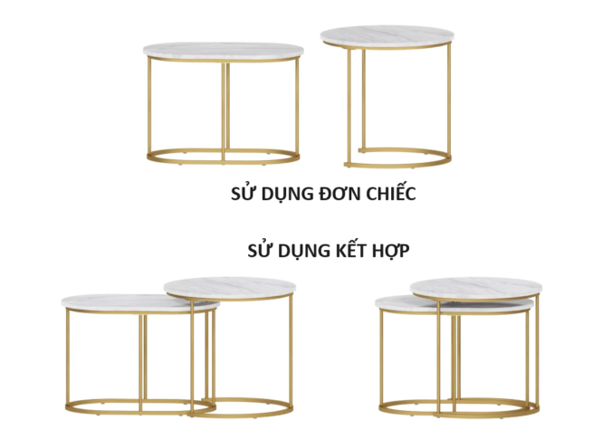 Bàn trà inox hình tròn decor theo yêu cầu